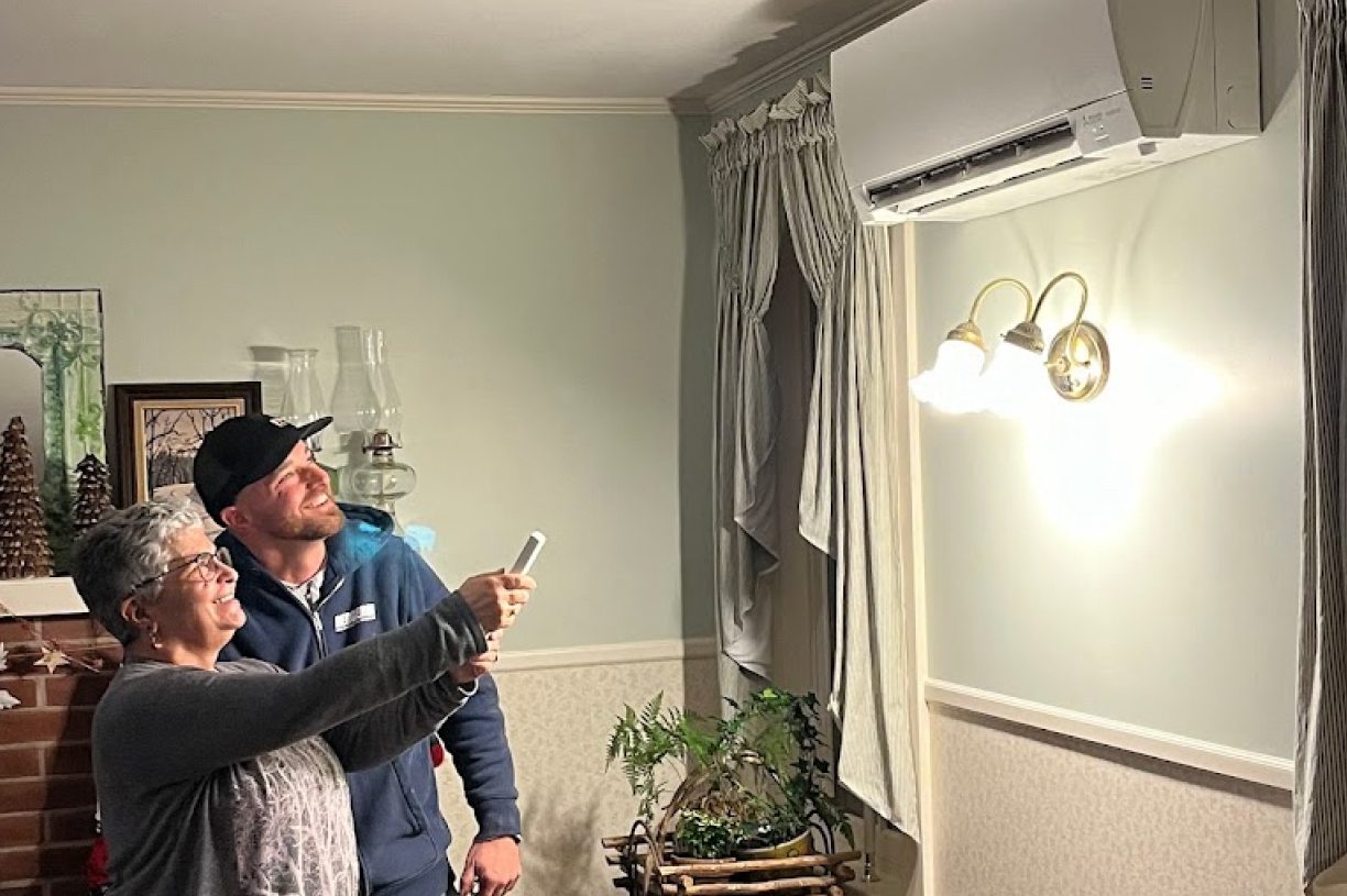 Mini-split installation in New Hampshire living room