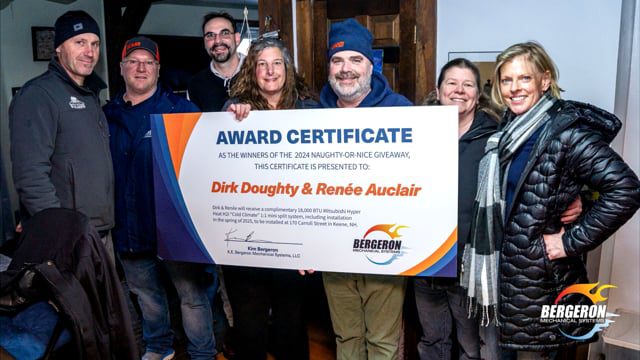 Heat pump installation award certificate New Hampshire