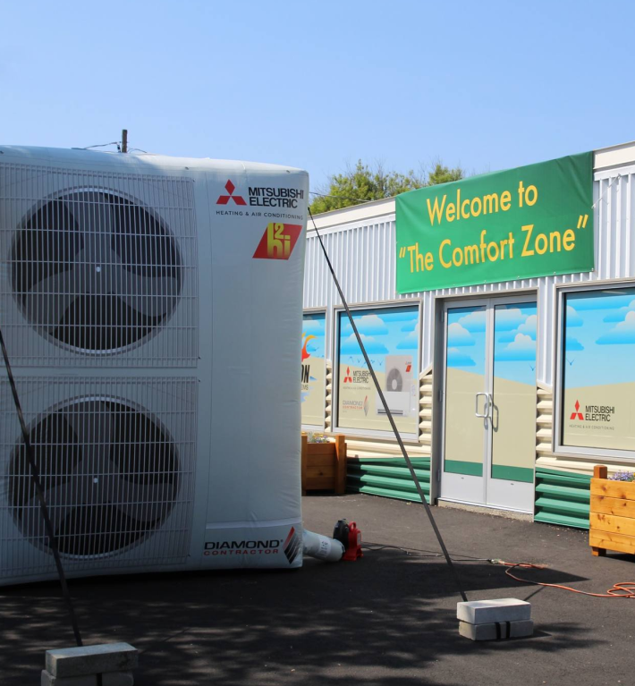Outdoor Mitsubishi heat pump installation New Hampshire